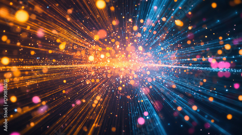 Wallpaper Mural Abstract Data Stream with Glowing Particles Torontodigital.ca