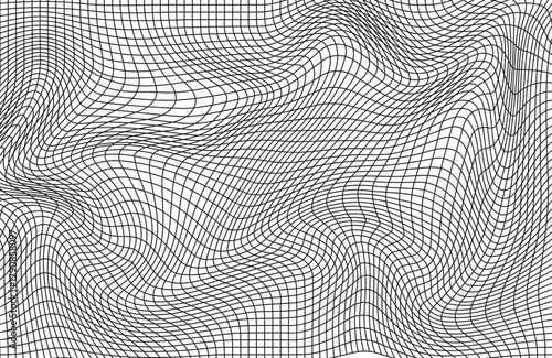 Warped Grid Pattern Abstract Optical Illusion Design