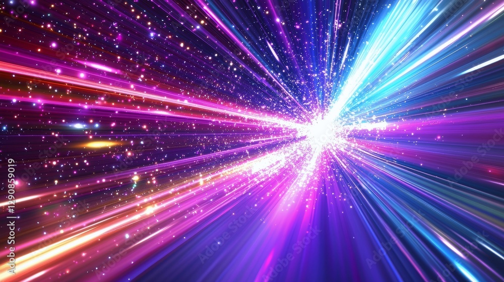 Naklejka premium Colorful abstract background featuring stars and lights with a technology theme in bright colors