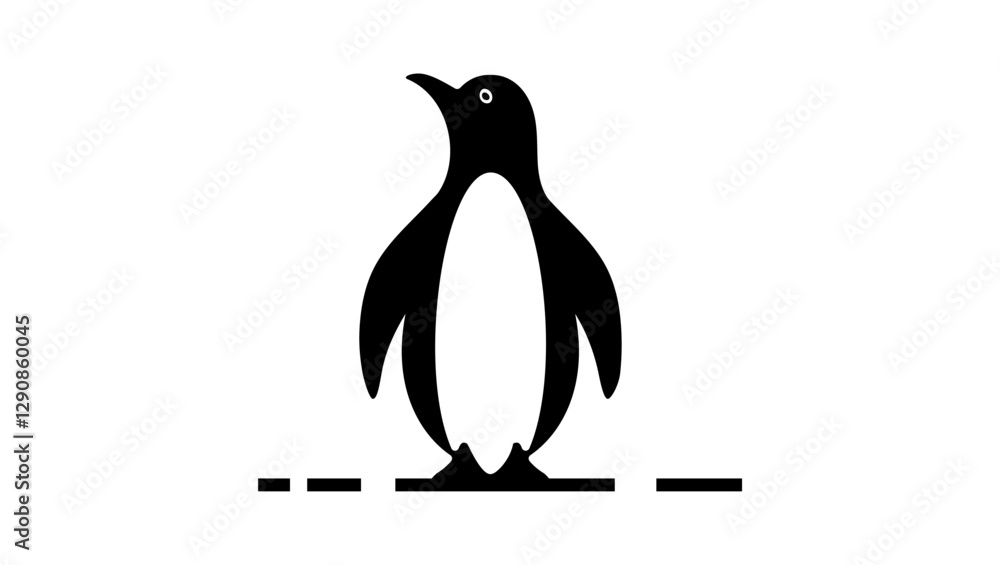 Fototapeta premium Penguin symbol, black isolated silhouette