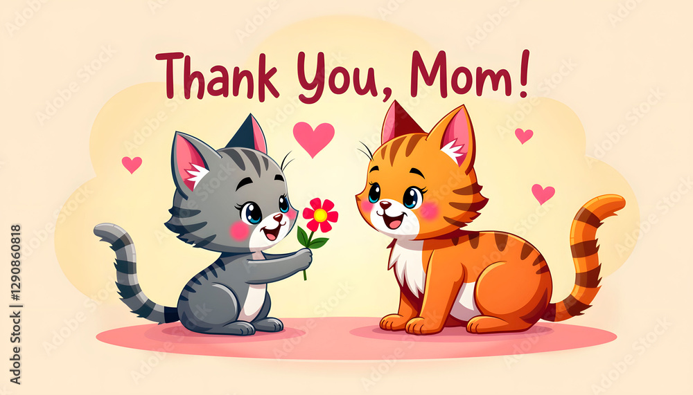 Obraz premium Adorable card with cartoon kittens saying 