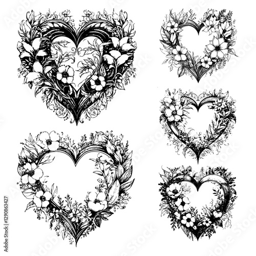 Heart shaped floral baroque crest