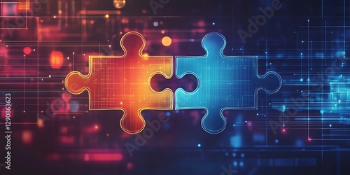 a puzzle pieces with lights on them