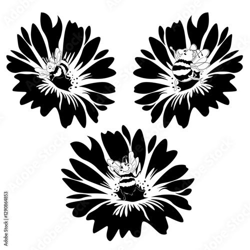 Happy Bees, Hand Drawn Vector Illustration