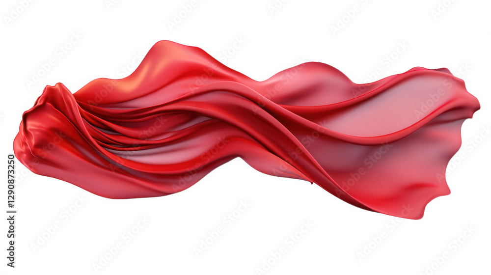 Fototapeta premium a flowing piece of red fabric. elegantly draped and swirling. creating a sense of motion and softness the smooth texture and vibrant color evoke feelings of passion and energy. making it suitable for