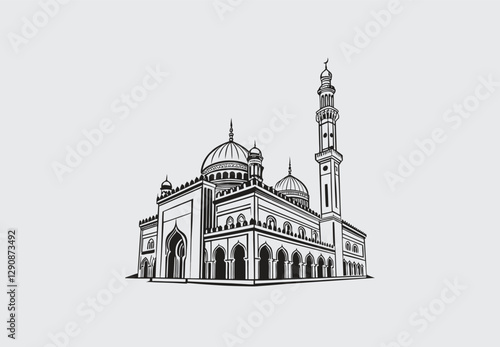 Minimalist Mosque Vector | High-Quality Design
