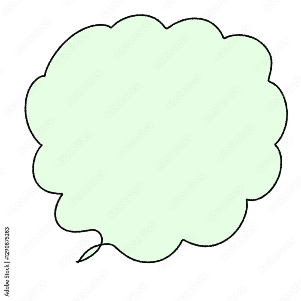 雲みたいな形の吹き出し黒い線/A bubble in the shape of a cloud Black line