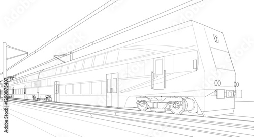 suburban electric train sketch 3d