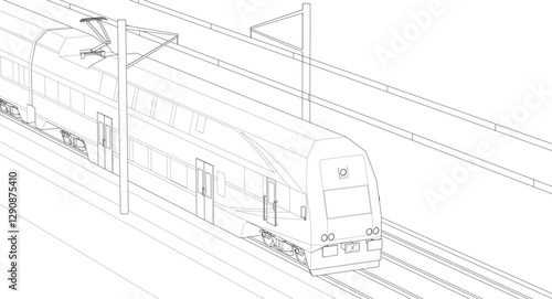 suburban electric train sketch 3d