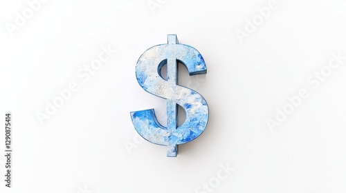 Dollar sign with a textured blue design on a white background