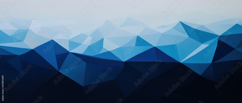 Geometric abstract background with blue polygonal shapes, modern design, technology backdrop, digital art style, clean lines and gradients.