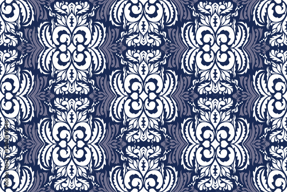 Fototapeta premium Vector hand drawn style, Ethnic ikat seamless pattern, African style, Abstract vector, Chevron embroidery, Paisley embroidery, Navajo geometric pattern, Aztec and tribal motifs, aboriginal