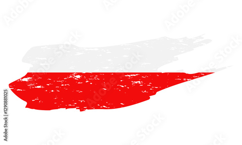 Flag of Poland, paint brush texture with grunge effect, polish flag. Vector illustration, EPS 10