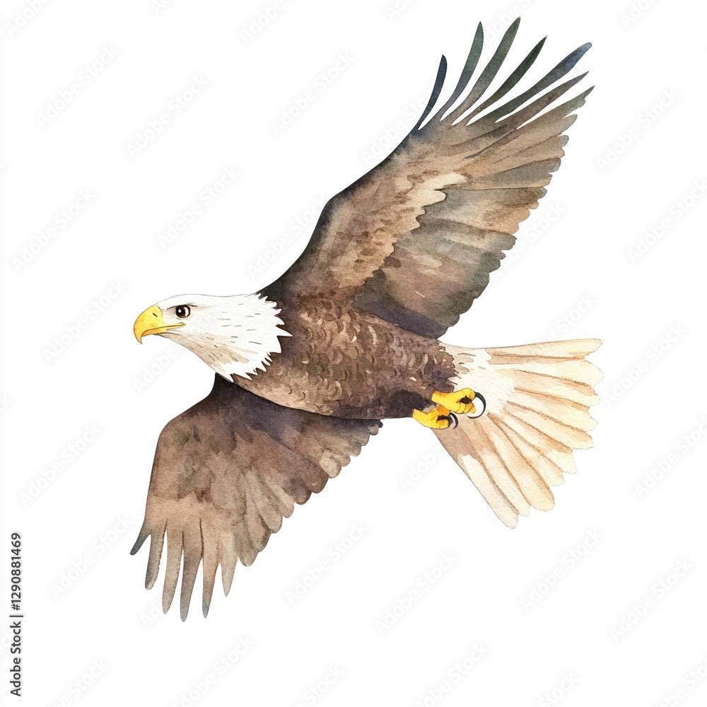 Obraz premium Majestic Eagle Soars High in the Clear Blue Sky Minimalist Isolated Image Capturing the Grace and Freedom of Nature's Most Powerful Bird in Flight