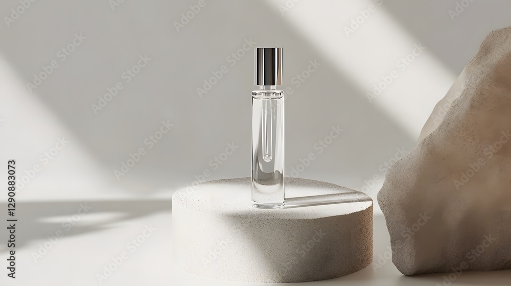 Refined Crystal Vial with Polished Metallic Hardware on Pure White Background Refined Crystal Vial with Polished Metallic Hardware on Pure White Background