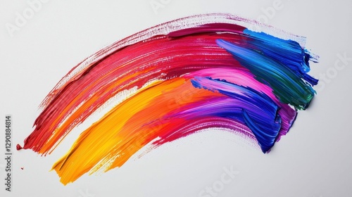 Vivid Paint Swash on White Canvas Backdrop Artistic Strokes Multicolored Texture Expression