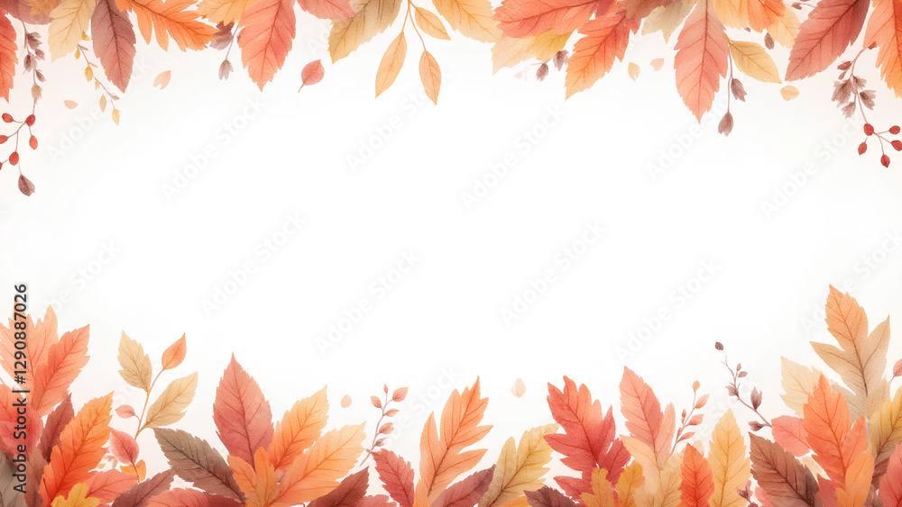 Fiery autumn leaf frame on white background Fiery autumn leaf frame on white background