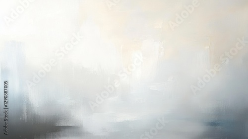Foggy landscape with soft pastel colors, ethereal atmosphere, dreamlike scenery, abstract background for art and design projects, serene tranquility.