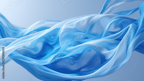 Wallpaper Mural Smooth flowing blue silk fabric with gentle waves Torontodigital.ca