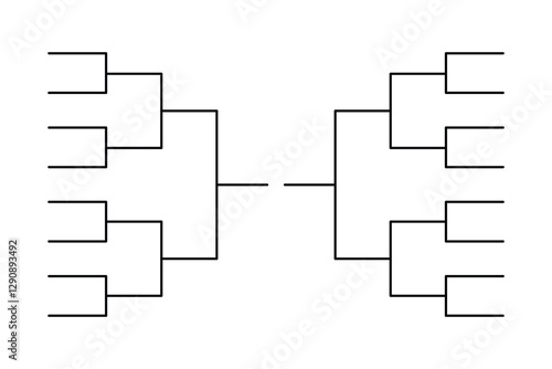 Simple black tournament bracket template for 16 teams isolated on white