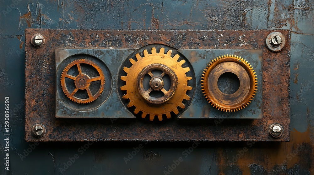 Recycled Metal Frame with Upcycled Gears and Industrial Elements – Sustainable and Creative Design Recycled Metal Frame with Upcycled Gears and Industrial Elements – Sustainable and Creative Design