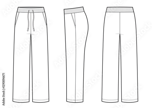 Womans home pants front, back and side views