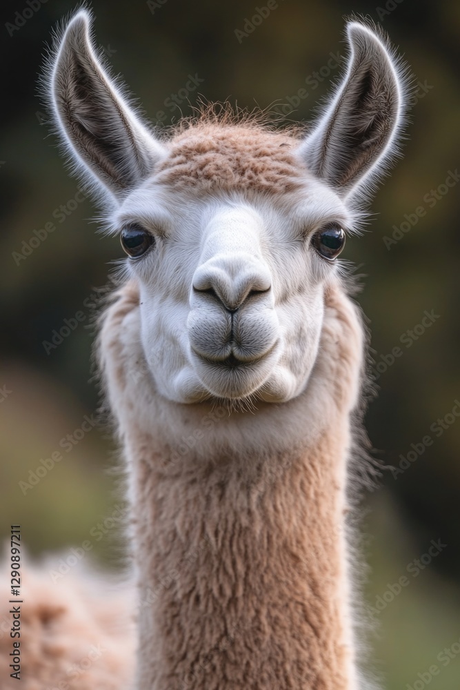 Obraz premium A close-up shot of a curious llama looking directly at the camera