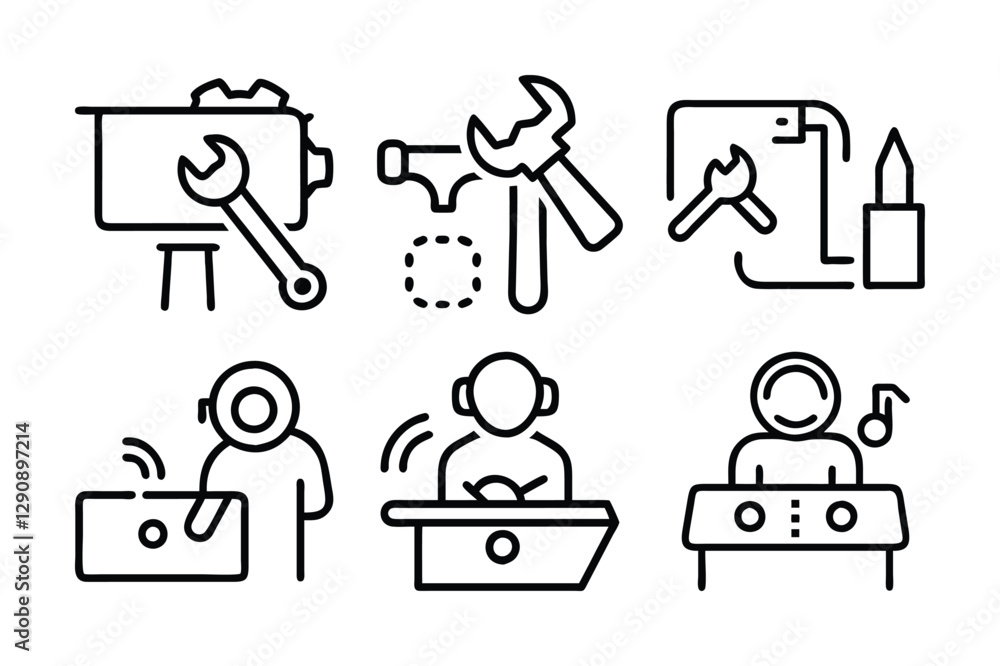 Workshop icon set vector art illustration Workshop icon set vector art illustration