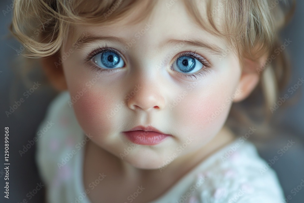 Portrait of a young child with bright blue eyes, ideal for use in illustrations or as a visual identifier Portrait of a young child with bright blue eyes, ideal for use in illustrations or as a visual identifier