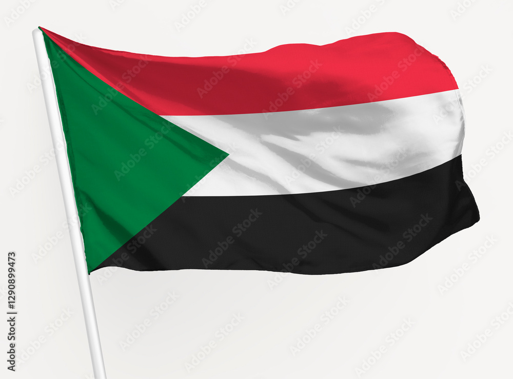 Obraz premium Waving Sudan flag, national symbol graphic
