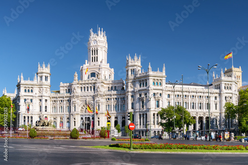 Cibeles Palace on the Cybeles Square in Madrid, Spain