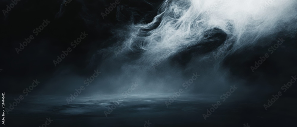 Dark misty fog with a mysterious atmosphere, smoky background, soft light reflections on water, abstract design for artistic and commercial use. Dark misty fog with a mysterious atmosphere, smoky background, soft light reflections on water, abstract design for artistic and commercial use.