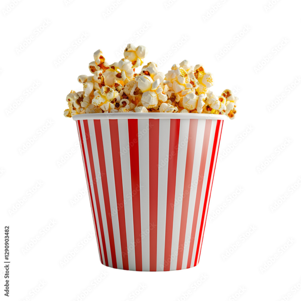 Buttered Popcorn in Red and White Striped Bucket Movie Snack Buttered Popcorn in Red and White Striped Bucket Movie Snack
