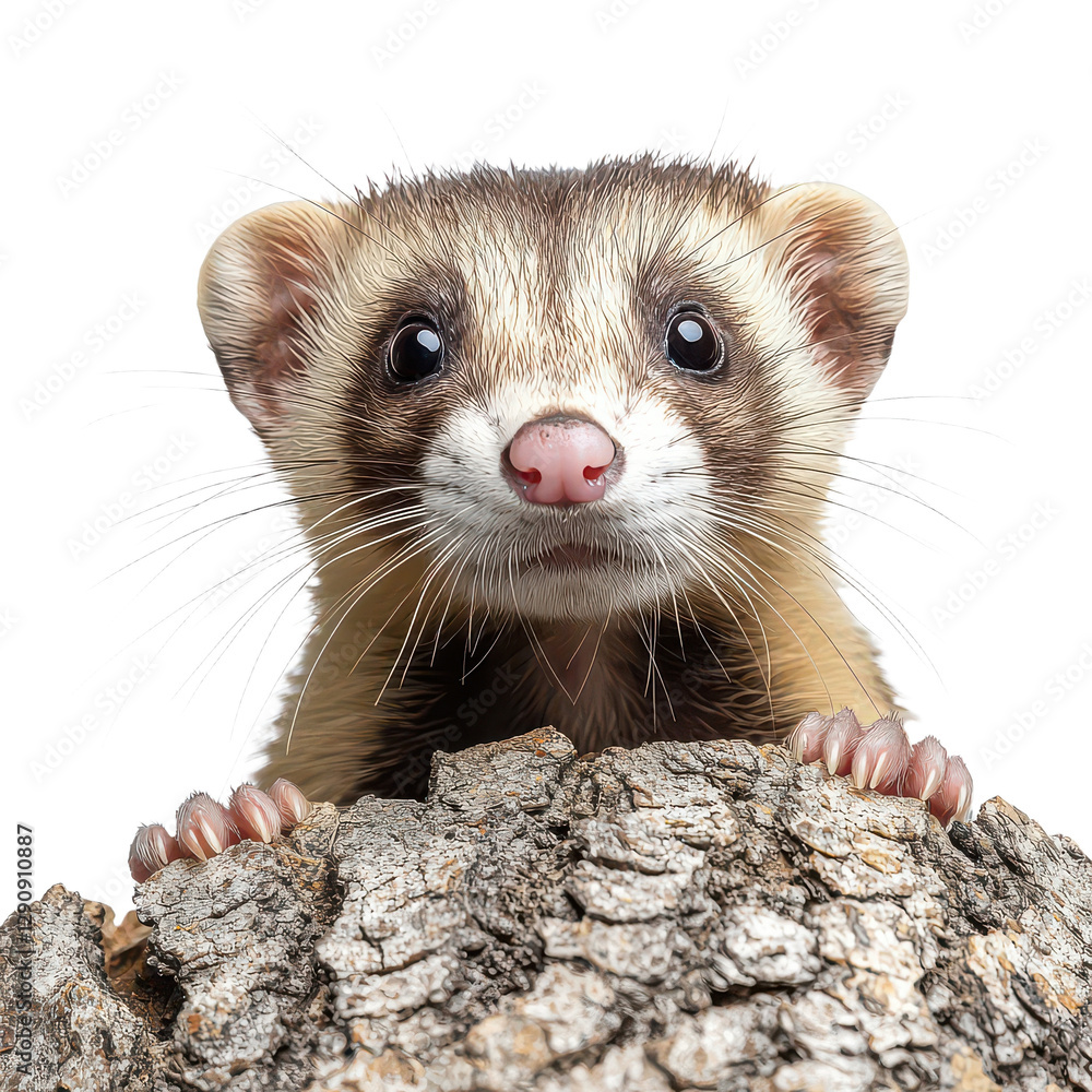 Fototapeta premium ferret peeking out isolated on transparent png
