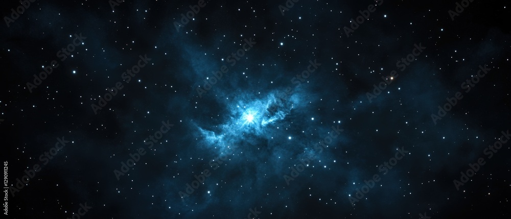 Fototapeta premium Blue Nebula and Stars in Space