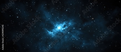 Blue Nebula and Stars in Space