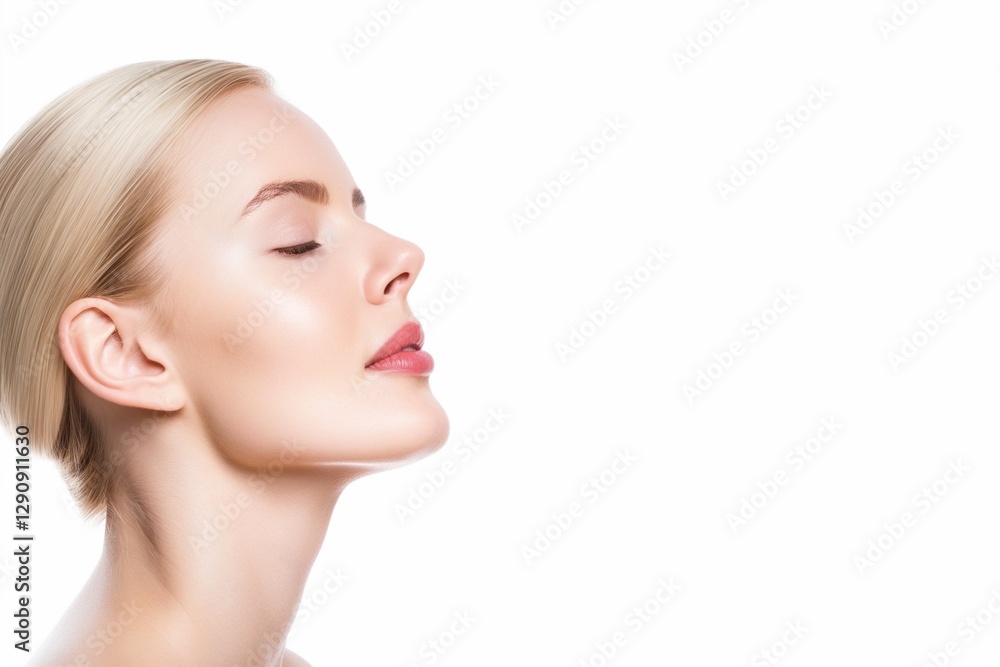 Beautiful woman with clean fresh skin on white background, spa or beauty salon skincare concept Beautiful woman with clean fresh skin on white background, spa or beauty salon skincare concept