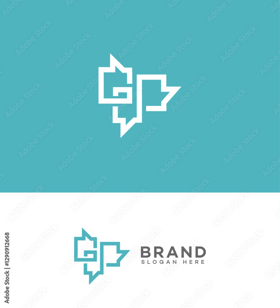 Obraz premium Abstract GP Monogram Logo Design, Brand Identity, Minimalist Style