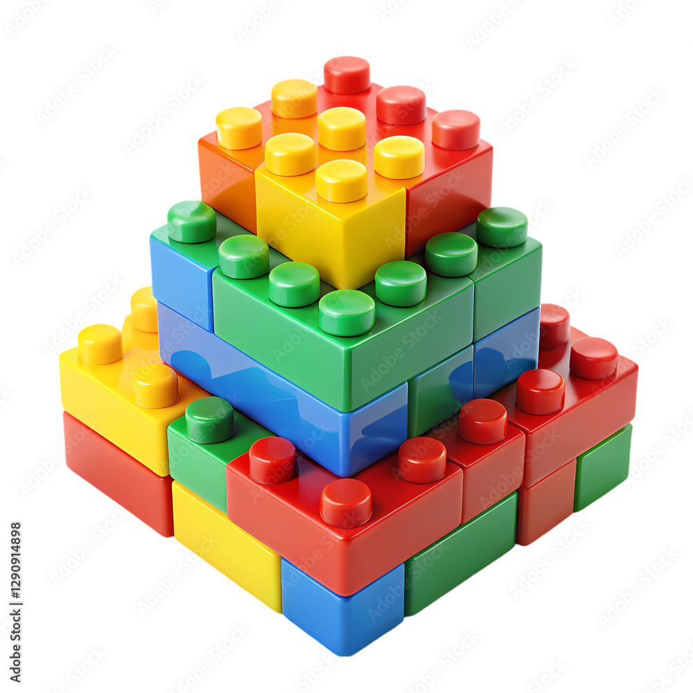 Colorful Building Blocks: Fun Educational Toy isolated on transparent background Colorful Building Blocks: Fun Educational Toy isolated on transparent background