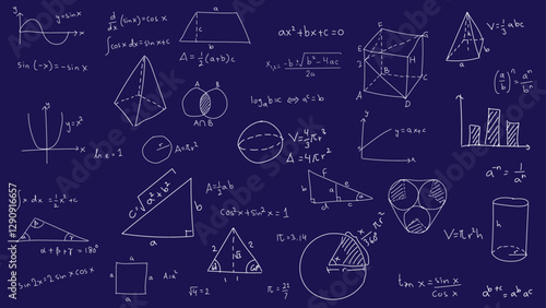mathematics formula blackboard doodle pattern for math background