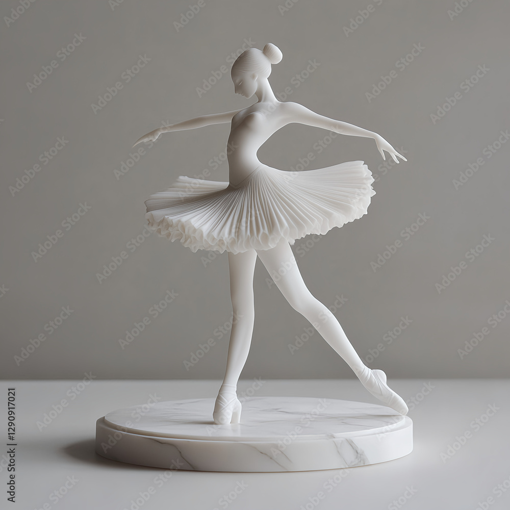 Fototapeta premium Elegant Ballerina Figurine on Marble Base