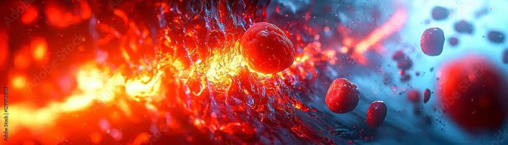 Obraz premium Abstract Cellular Visualization with Vibrant Colors and Dynamic Composition Rendered Detail