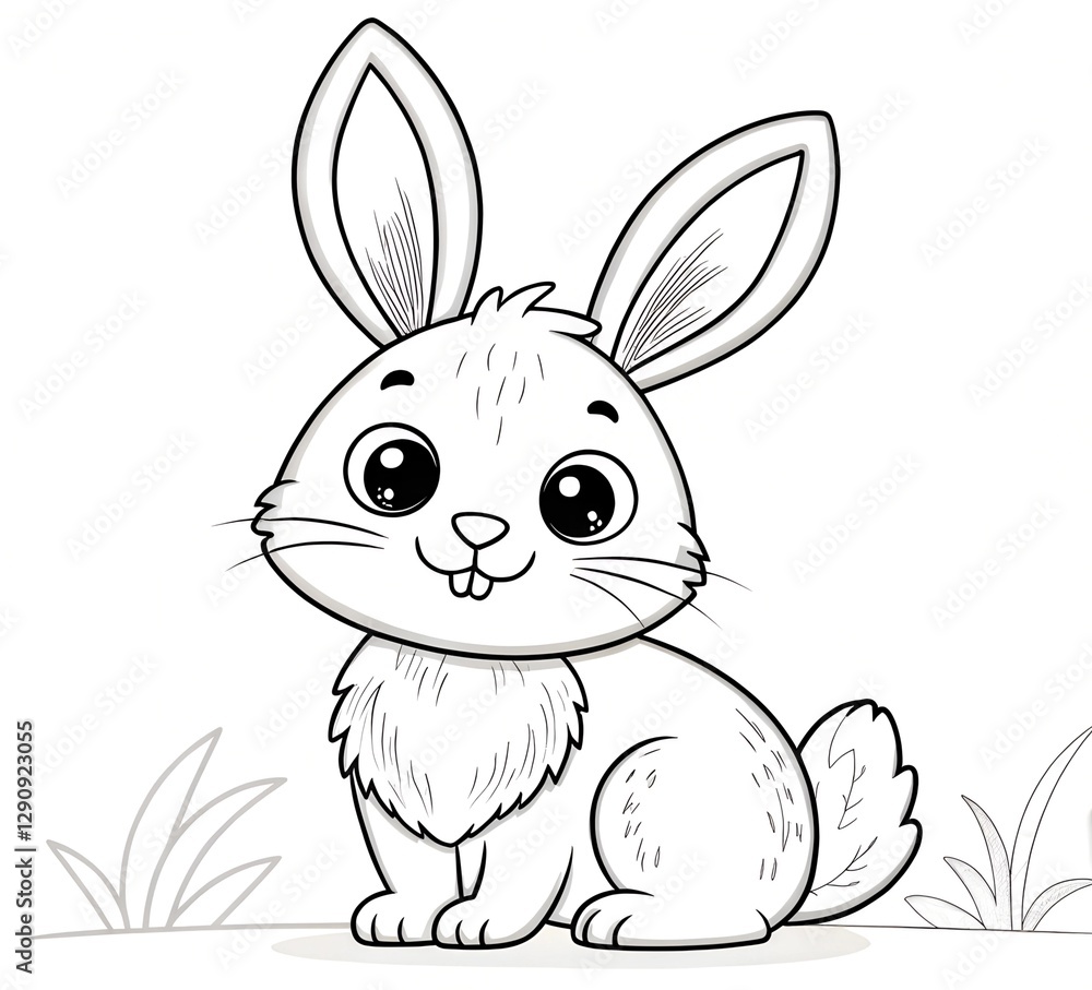 A black-and-white line drawing of a cute cartoon bunny, perfect for Easter coloring pages, kids’ activities, and printable art. A black-and-white line drawing of a cute cartoon bunny, perfect for Easter coloring pages, kids’ activities, and printable art.