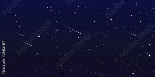 Night blue starry sky, purple galaxy background. Realistic starry sky with gradient. Milky way with shining stars. Night sky with light effect.