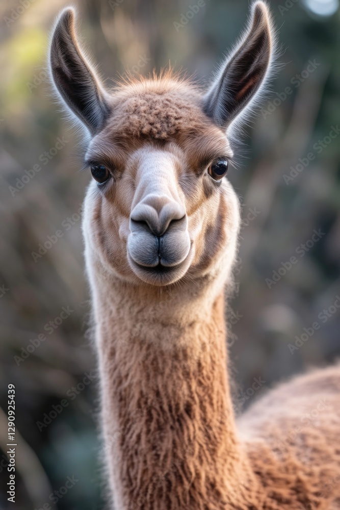 Obraz premium A close-up shot of a llama's face, looking directly at the camera