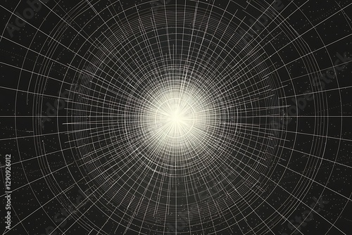 Bright light radiates from a swirling vortex of digital lines, suggesting speed and abstract energy.