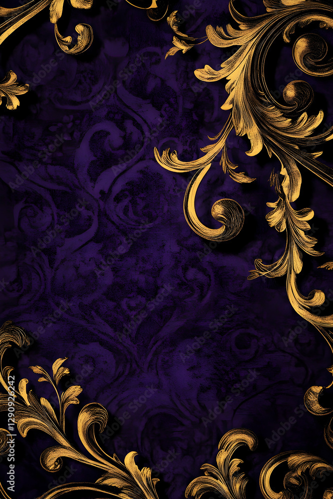 Design an ad for a royalty or luxury lifestyle brand with a rich regal purple and black background that exudes luxury and opulence. Text could be in an ornate cursive font to match the royal theme Design an ad for a royalty or luxury lifestyle brand with a rich regal purple and black background that exudes luxury and opulence. Text could be in an ornate cursive font to match the royal theme