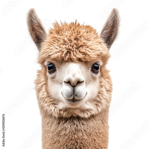 alpaca portrait isolated on transparent png