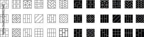 Floor tile icon set Design pattern geometric texture decoration graphic designs element Simple seamless abstract surface clean Flooring vector icons can be used for web and mobile graphic design, logo