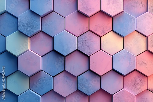 Abstract pastel colored hexagonal pattern with soft lighting and subtle texture.